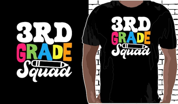 3e Année Squad T-shirt Design Chemise De Retour à L'école Citations Sur La Rentrée Scolaire