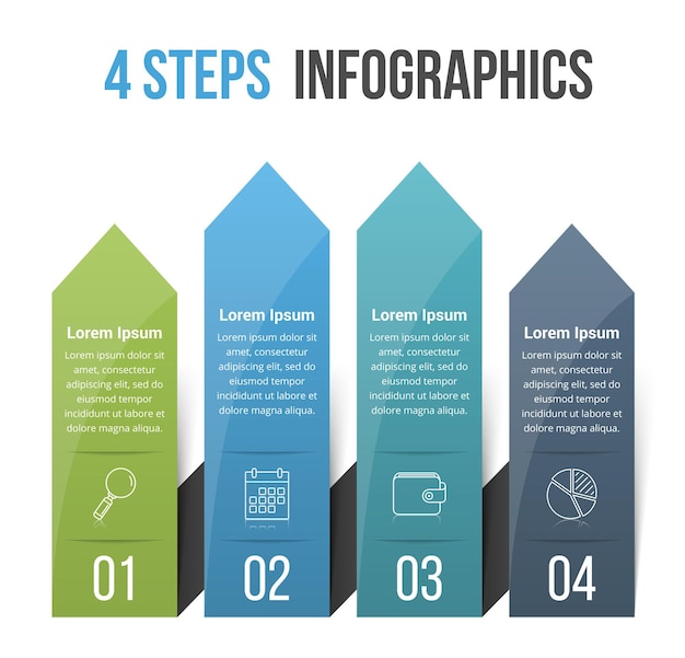 4 étapes Infographies avec flèches