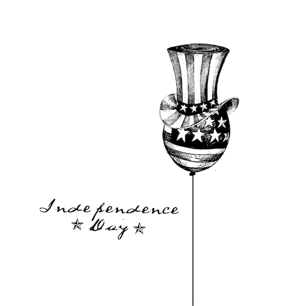 4 Juillet Fête De L'indépendance Américaine Drapeau Des états-unis Ballon Avec Chapeau De L'oncle Sam