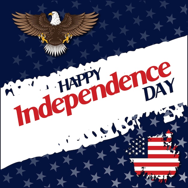 4 juillet Joyeuse fête de l'indépendance des États-Unis Conception d'annonces avec Eagle et USA Flag
