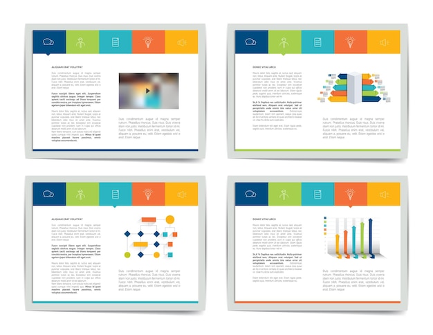 Vecteur 4 modèles d'affaires de présentation infographie pour l'impression de site web de brochure de livre de magazine de diapositive d'affiche de dépliant