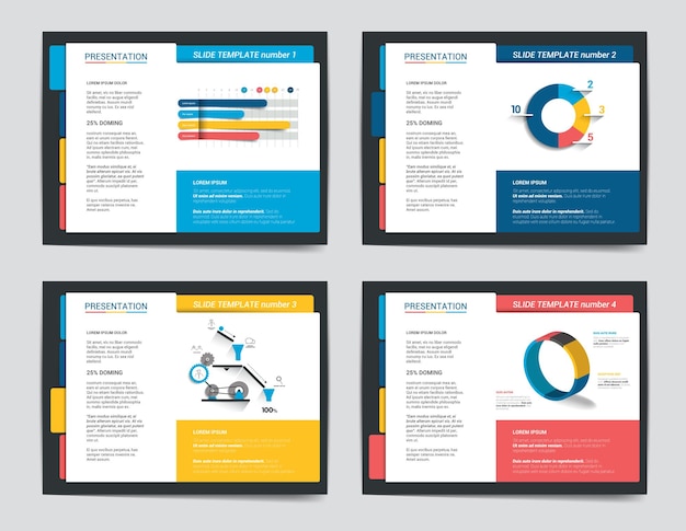 4 modèles d'affaires de présentation Infographie pour l'impression de site Web de brochure de livre de magazine de diapositive d'affiche de dépliant