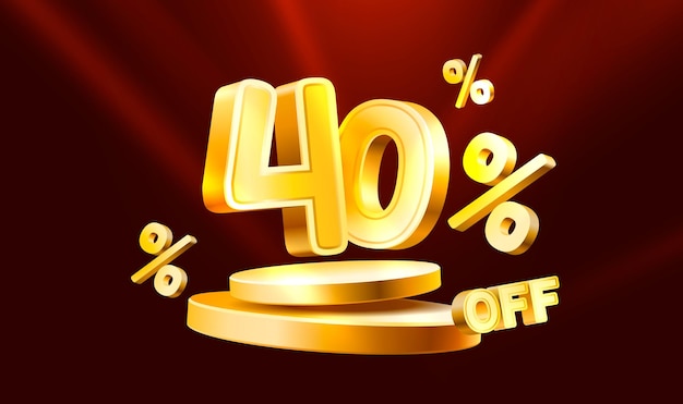 40 Off Discount Composition Créative Symbole De Vente 3d Avec Des Objets Décoratifs Dorés