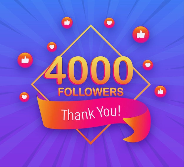 4000 Abonnés Merci Post Sur Les Sites Sociaux Affiche De Félicitations Pour Les Abonnés Merci