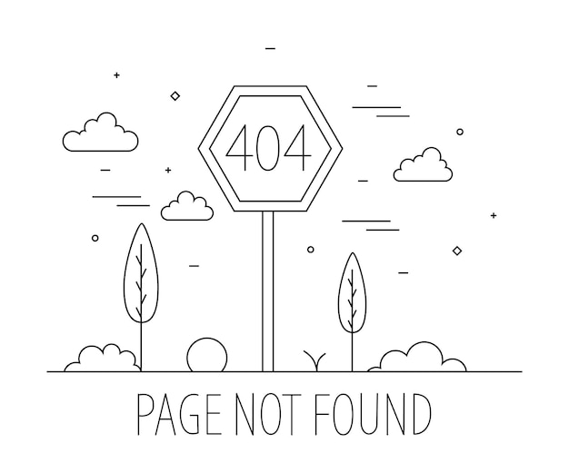 404 Page Introuvable Dessin Au Trait Erreur 404 Illustration Vectorielle