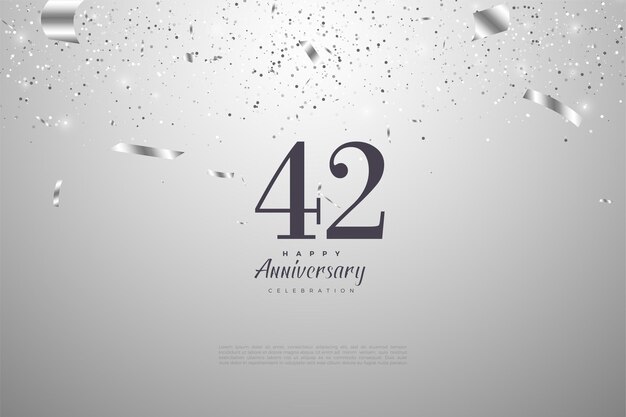 42e anniversaire avec chiffres et ruban en argent