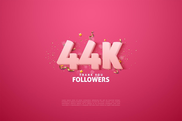 44 000 abonnés avec des chiffres 3D roses subtils.