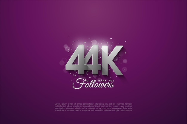 44 000 abonnés avec illustration de nombres empilés.