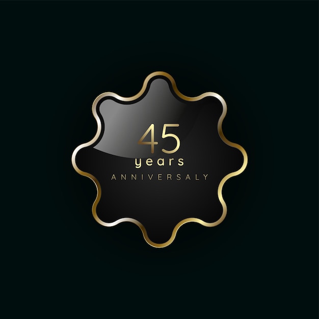 45 ans anniversaire symbole de bouton d'élément d'or de luxe Bouton doré et bannière premium sur dark