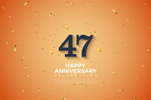 47e Anniversaire Avec Illustration De Chiffres Sur Fond Orange En Pointillé