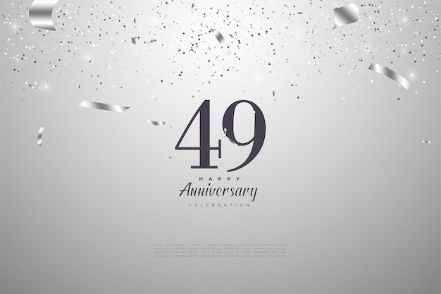 49e anniversaire avec une pincée de papier noir et blanc sur les chiffres.