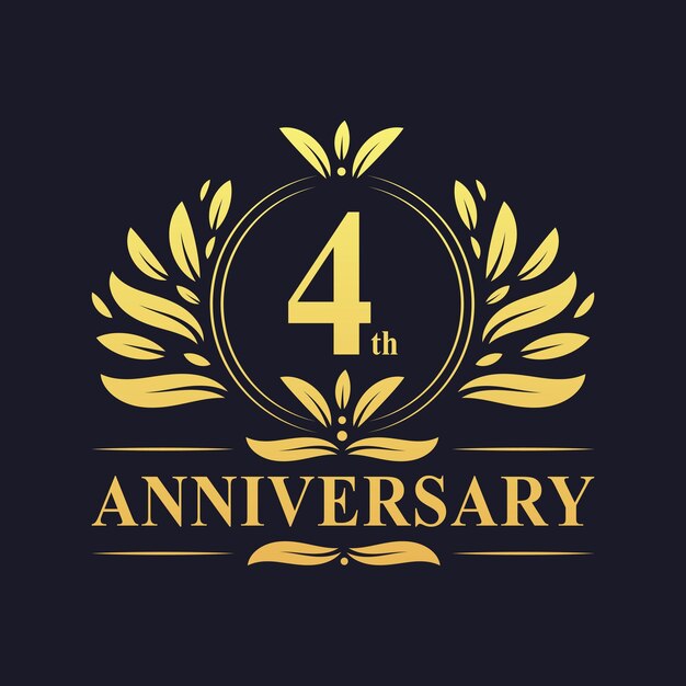 4e anniversaire Design couleur dorée luxueuse Logo anniversaire 4 ans