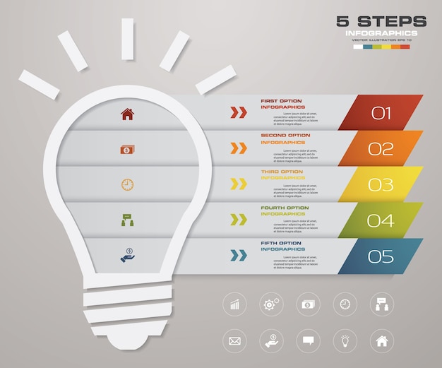 5 éléments Graphiques Infographie Graphique Ampoule.