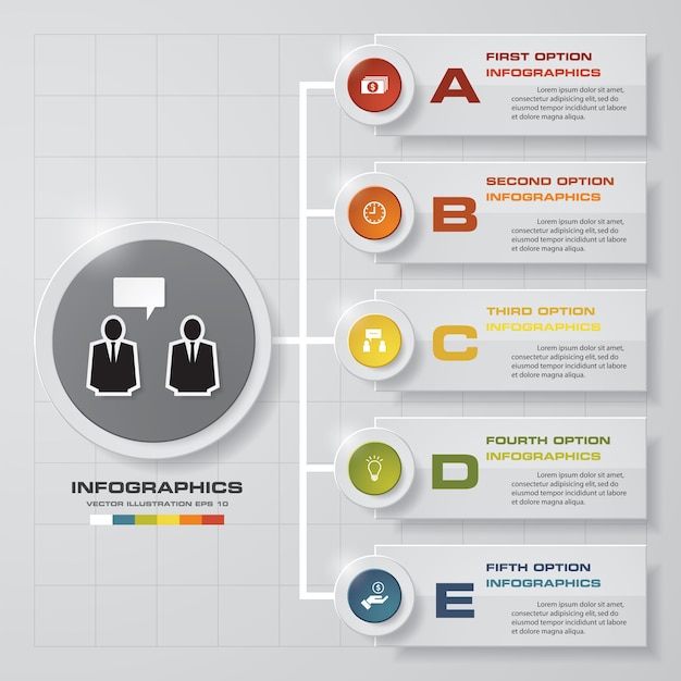 5 étapes élément De Flèche Infographie.