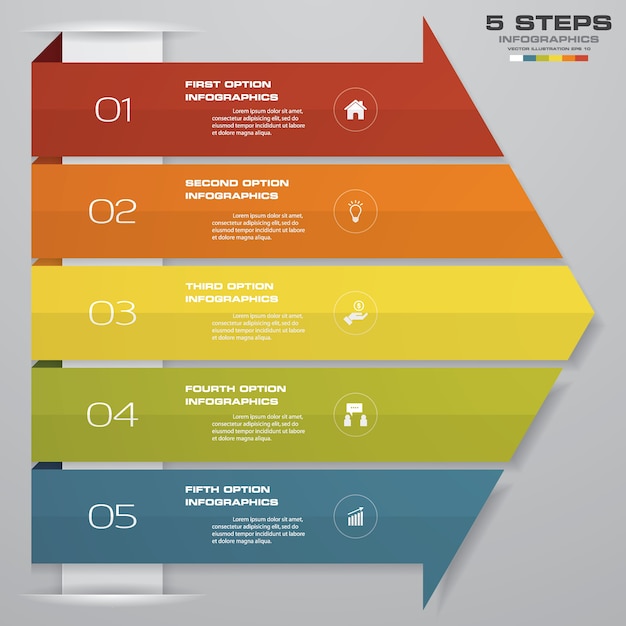 5 étapes De Flèche Modèle Infografics Pour La Présentation.