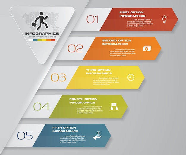 Vecteur 5 étapes de flèche modèle infografics