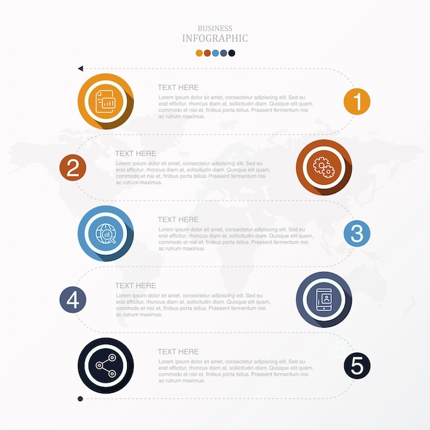 5 Infographie De Processus Pour Le Concept D'entreprise.