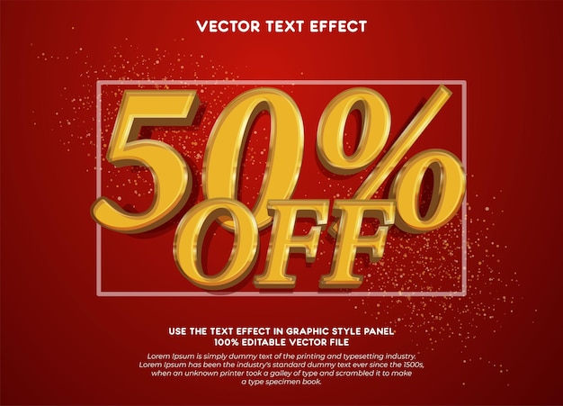50 bannières et affiches de vente d'or vectoriel avec effet de texte modifiable