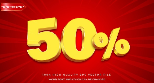 50 pour cent de réduction sur l'effet de texte 3D numéro 50 Bannière de vente Illustration vectorielle