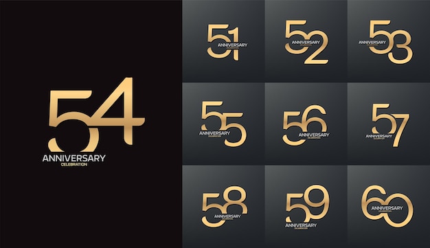 51 à 60 Ensemble De Logotype Anniversaire Luxe Moderne