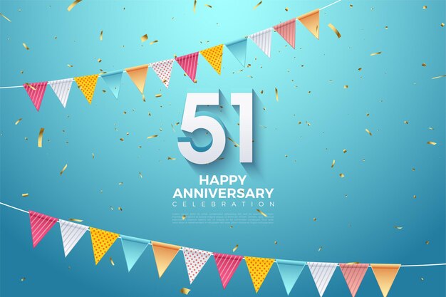 51e Anniversaire Avec Illustration De La Figure 3d