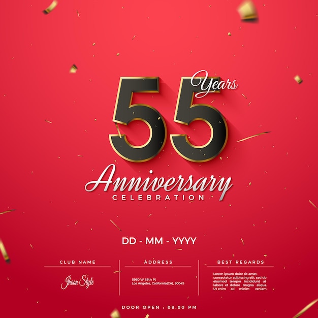 55e anniversaire avec de beaux chiffres noirs.