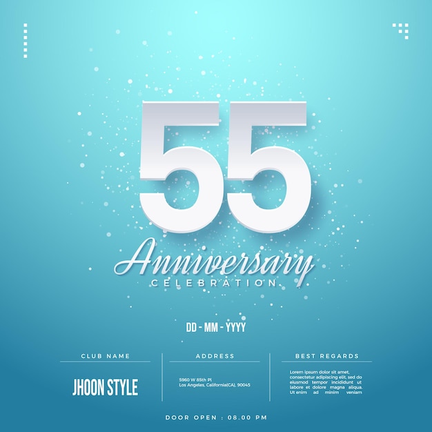 55e anniversaire sur fond brillant.