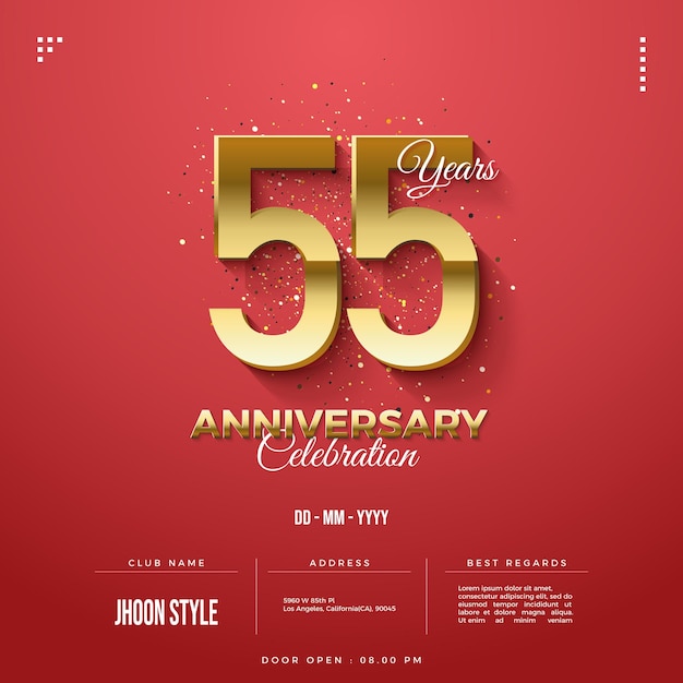 55e anniversaire avec fond d'éclaboussure de célébration.