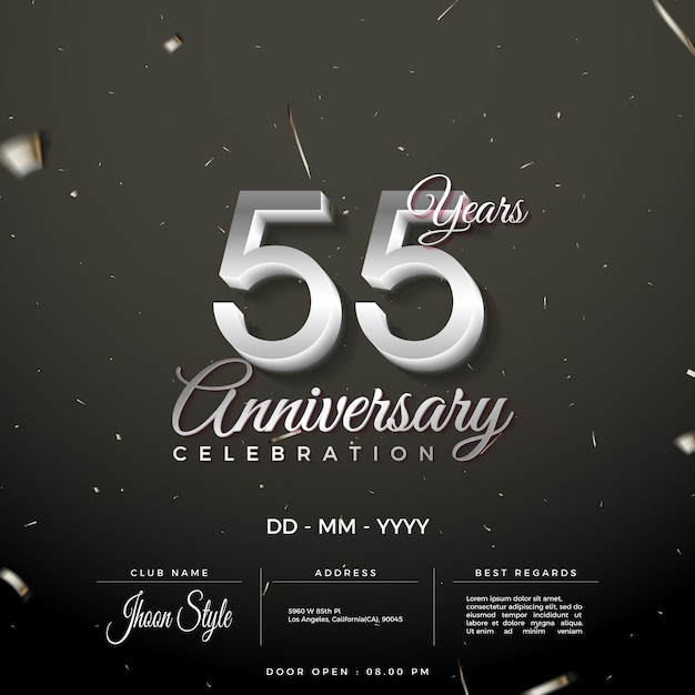 55e anniversaire sur fond noir élégant.