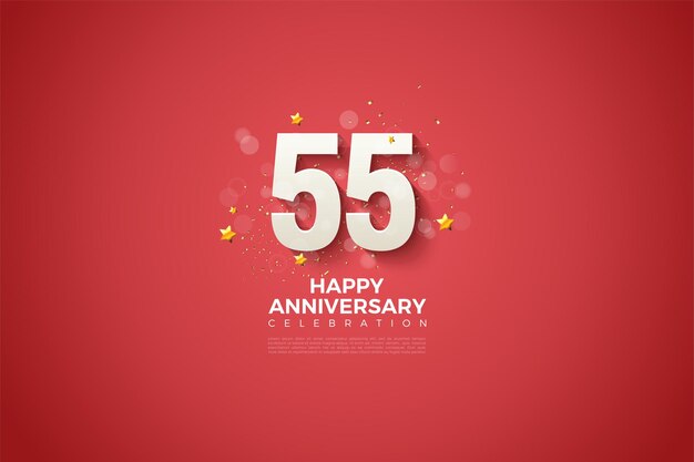 55e Anniversaire Sur Fond Rouge Et Numéros 3d