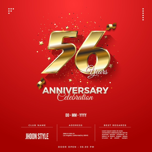 56e anniversaire avec des chiffres classiques élégants