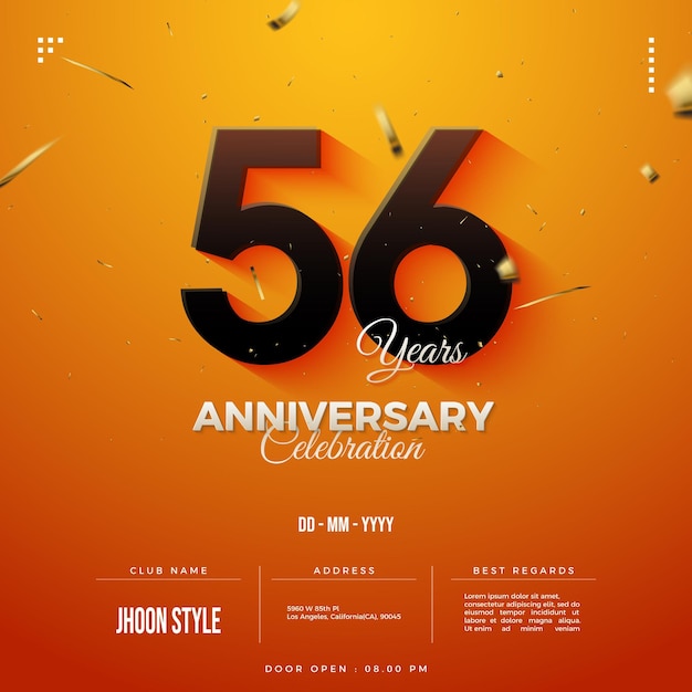 56e anniversaire avec des chiffres transparents
