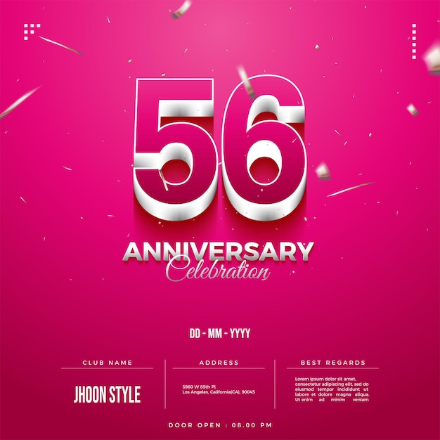 56e anniversaire avec des numéros 3D