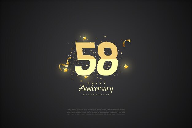 58e anniversaire avec illustration de couleur dégradée