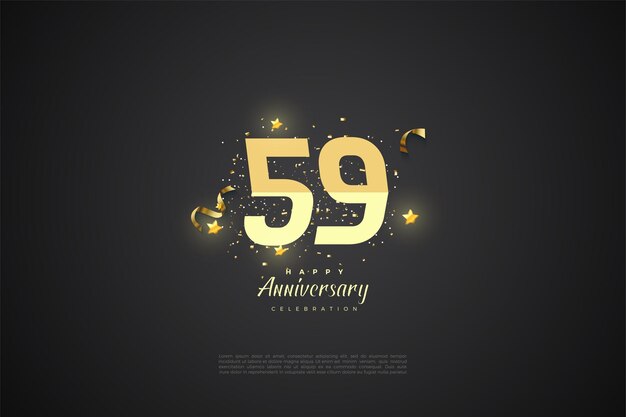 59e anniversaire avec des numéros gradués sur fond noir