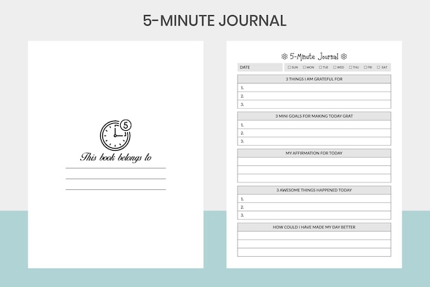 Vecteur 5minute journal kdp intérieur