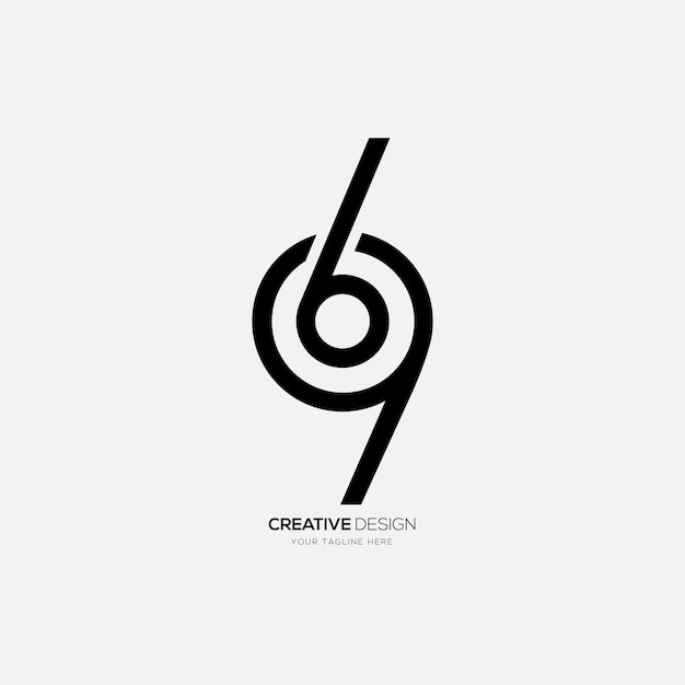 6 9 Concept De Logo Unique De Monogramme Numérique De Forme Unique Moderne