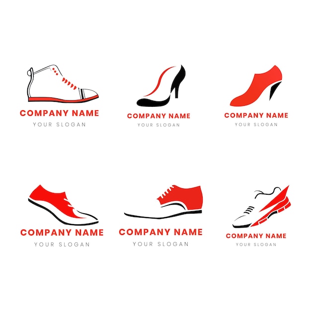 6 chaussures rouges logos noirs