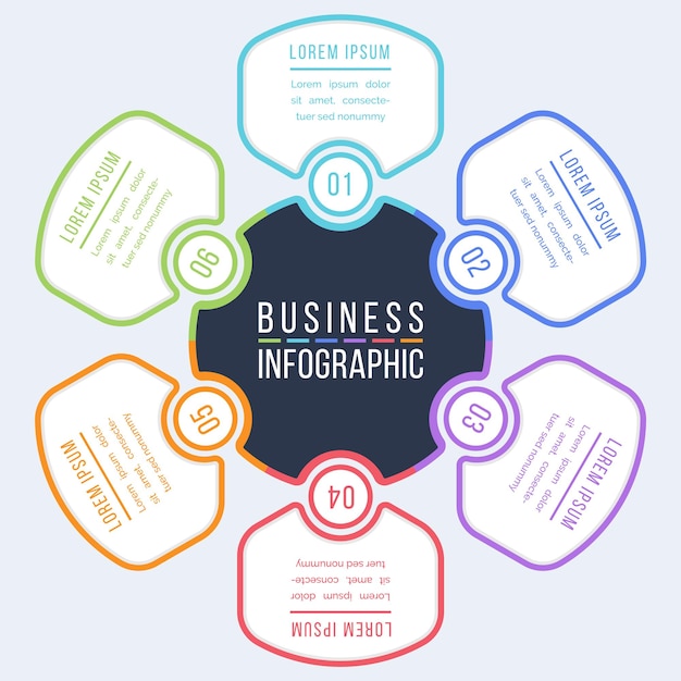 6 options conception infographique 6 étapes objets options ou éléments infographie d'information commerciale