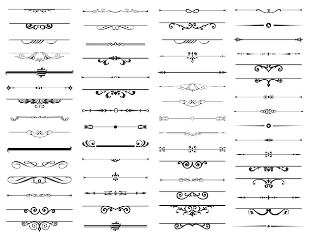 Vecteur 60 ensemble d'éléments séparateurs décoratifs collection florale de bordure