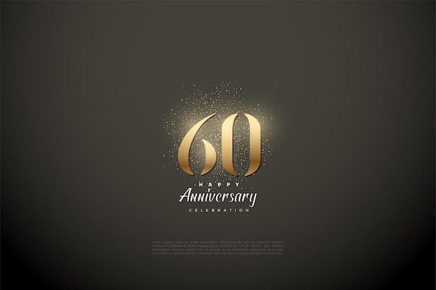 60e anniversaire avec chiffres dorés et paillettes