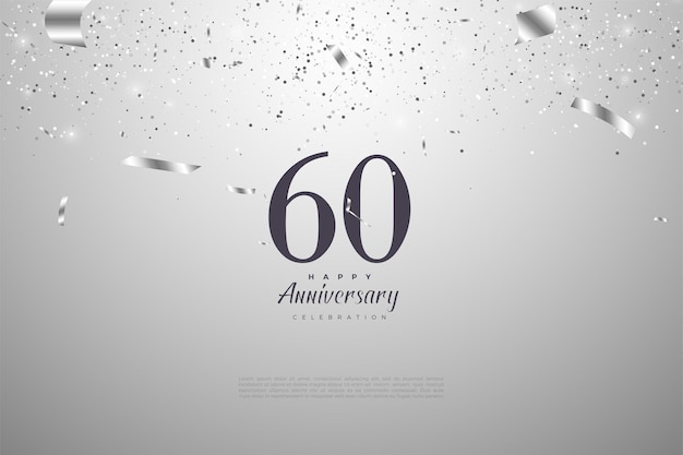 60e anniversaire avec des chiffres sur fond argenté
