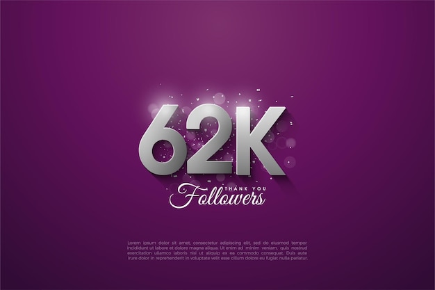 62 000 abonnés sur fond violet uni.