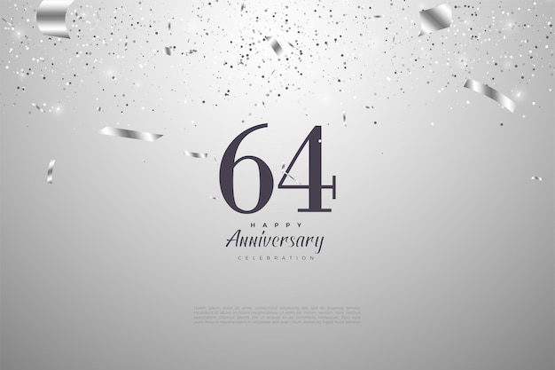 64e anniversaire avec des chiffres gris plats.