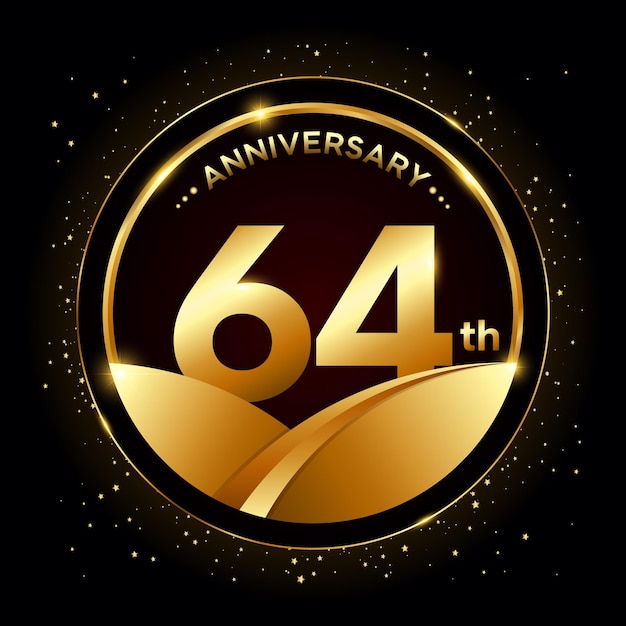 Vecteur 64e anniversaire de conception de modèle d'anniversaire d'or illustration vectorielle de logo