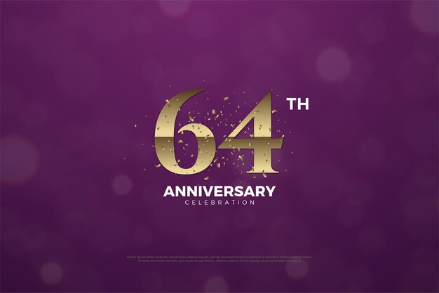 64e Anniversaire Sur Fond Violet.