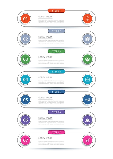 7 données infographie onglet fine ligne modèle d'index Vector illustration abstrait