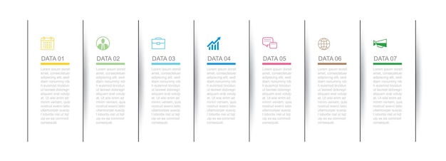 7 onglet infographie de données modèle d'index de ligne mince Illustration vectorielle arrière-plan infographique abstrait