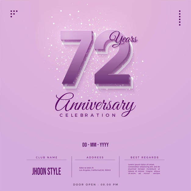 72e anniversaire avec concept de couleur lavande.