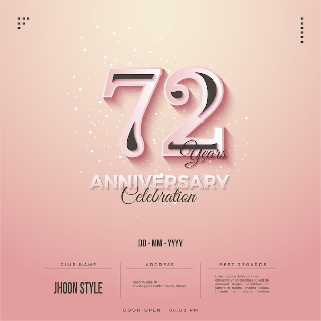 72e anniversaire dans un très joli concept de couleur rose.